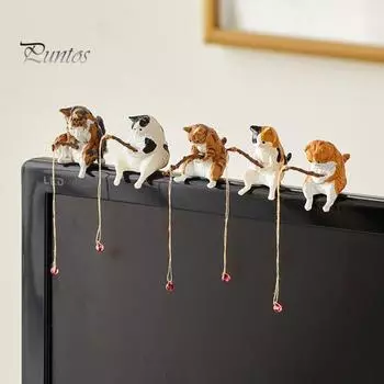 Прочная новинка, очаровательная скульптура из смолы, милый кот, рыбалка, скульптура из смолы, офисный декор