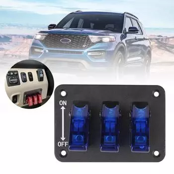 Прочная панель переключателя ВКЛ/ВЫКЛ для гоночного автомобиля, переключатель двигателя, светодиодная панель переключателя, 3-позиционная панель переключателя, универсальная 12 В-24 В постоянного тока Blue