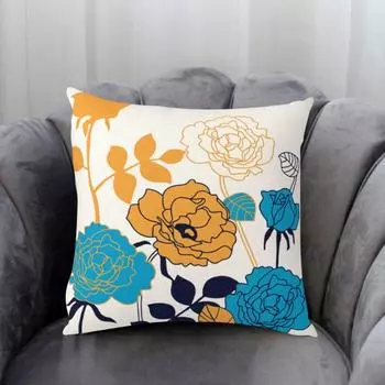 Прочная потайная молния, украшение для дома, удобная наволочка с цветком, синей птицей, принадлежности для дивана, наволочка A