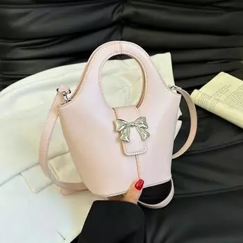 Прочная повседневная сумка через плечо для шитья из искусственной кожи для женщин Высококачественные сумки на молнии с внутренним отделением в форме ведра