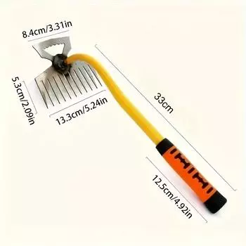 Прочная прополочная лопатка из марганцевой стали с эргономичными желтыми и оранжевыми ручками, универсальный сельскохозяйственный инструмент, прочная конструкция для прополки.