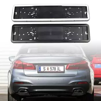 Прочная, простая в установке крышка рамки номерного знака автомобиля, держатель номерного знака, совместимый с кронштейном европейского стандарта серебряный