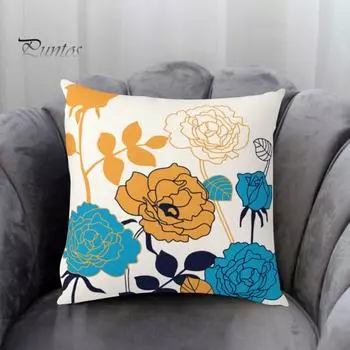 Прочная яркая цветная ткань, наволочка для дивана, наволочка с цветком и синей птицей, принадлежности для дивана A