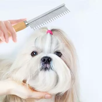 Прочная расческа для ухода за собаками с бамбуковой ручкой, щетка для домашних животных, расческа с иглой для домашних животных, чистящие средства для домашних животных single side