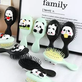 Прочная расческа для волос с подушкой безопасности в виде животного, мультяшная щетка для волос в виде панды, портативная массажная расческа для детей/девочек Black-Style B
