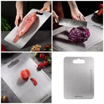 Прочная разделочная доска для кухни Двусторонняя разделочная доска из нержавеющей стали для повышения производительности кухни S
