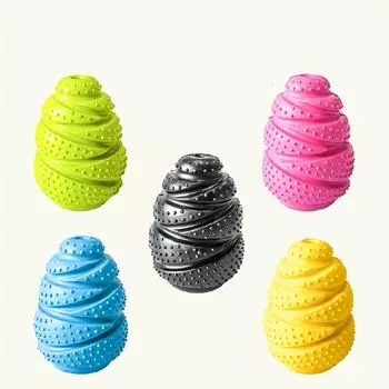 Прочная резиновая игрушка для жевания собак с дозатором лакомств - интерактивная головоломка в виде гранаты для умственной стимуляции и здоровья зубов розы красного