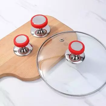 Прочная силиконовая ручка для крышки кастрюли из нержавеющей стали, ручка для крышки кастрюли, кухонная утварь, ручка для крышки кастрюли, кухонная утварь S красный