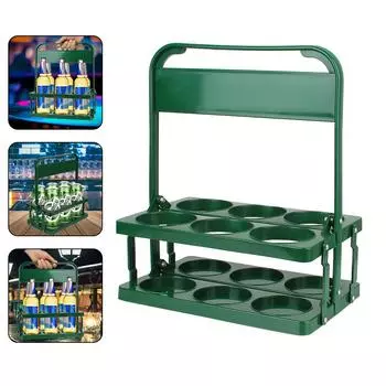 Прочная складная полка для вина, органайзер для чашек, 6 упаковок, барная корзина для напитков, многоразовая подставка для напитков, держатель для пивных бутылок зелёный