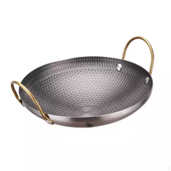 Прочная сковорода-вок из нержавеющей стали с двойной ручкой, посуда, кухонная утварь для жарки на каждый день 8inch