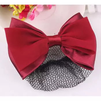 Прочная снудная сетка с черным бантом и французской заколкой для волос для женщин красный