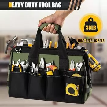 Прочная сумка для хранения инструментов, органайзер с ручкой, застежкой-молнией, 16 карманов, большая вместительная сумка для хранения инструментов 33cm