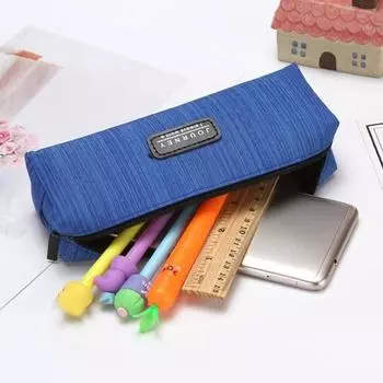 Прочная сумка-карандаш с застежкой-молнией и буквенным принтом, портативная холщовая сумка большой емкости для канцелярских принадлежностей королевский синий