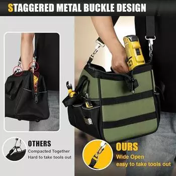 Прочная сумка-органайзер для инструментов с ручкой, застежкой-молнией, 16 карманов 33cm