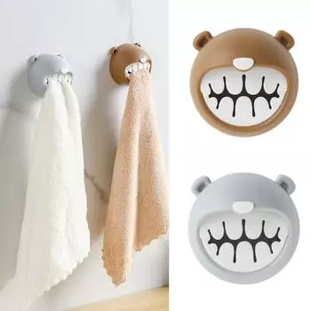 Прочная вешалка для полотенец, самоклеящаяся, экономящая место, устойчивая к столкновениям, не наносящая вреда стенам, креативный держатель в виде медведя коричневый