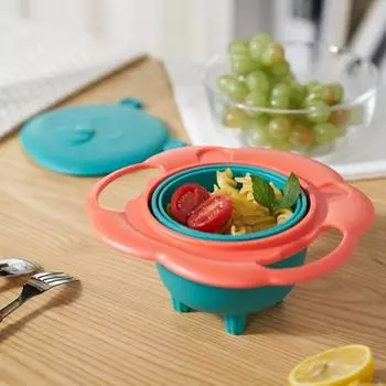 Прочная внутренняя чаша не наклоняется нижняя пряжка детская посуда волчок столовые принадлежности фиолетовый