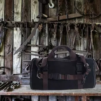 Прочная водонепроницаемая сумка для инструментов на 15 карманов, прочная вощеная холщовая сумка для инструментов, плотницкий сворачивающийся мешок чёрный