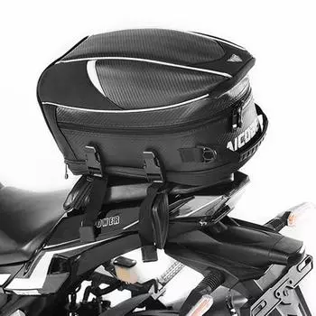 Прочная задняя сумка для мотоцикла из искусственной кожи с дождевым чехлом, светоотражающая масштабируемая сумка для мотоциклетного шлема, для путешествий и езды на заднем сиденье чёрный