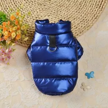 Прочная застежка на пуговицы, очаровательная одежда для домашних животных, утолщенные топы с короткими рукавами для собак на зиму L синий
