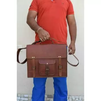 Прочная женская качественная кожаная сумка через плечо для ноутбука ручной работы 11 x 15 x 4 in коричневый