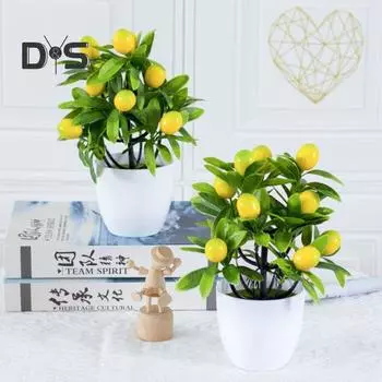 Прочное имитационное растение в горшке, не засохшее, практичное искусственное растение в горшке, украшение для гостиной жёлтый
