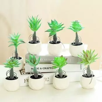 Прочное искусственное растение в горшке, свежий вид, ПВХ, не требует полива 4