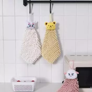 Прочное к разрыву шариковое полотенце с мультяшным водопоглощением, синельная подвесная петля, супер впитывающее полотенце для ванной комнаты, кухонные принадлежности жёлтый