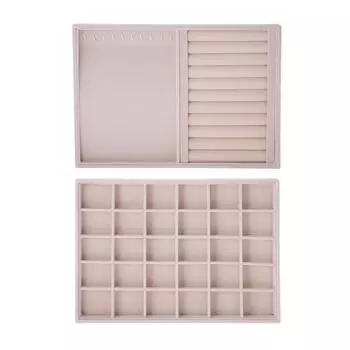 Прочное кольцо, серьги, ожерелье, дисплей для ювелирных изделий, бархатный поднос, витрина, держатель 35 x 24 x 3cm бежевый