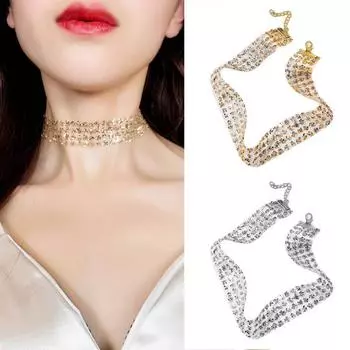 Прочное ожерелье-чокер с привлекательным портативным декором из пайеток золотистый