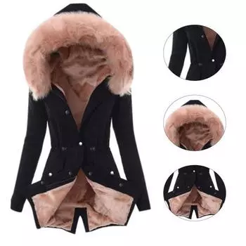 Прочное женское пальто с мягкой плюшевой подкладкой и капюшоном с длинными рукавами 2XL армия зеленый