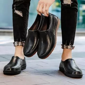 Прочные, экологически чистые и доступные по цене утолщенные мужские дождевики из бархата, средние резиновые сапоги, мужская водонепроницаемая обувь, короткая кухонная рабочая дождевая обувь 39