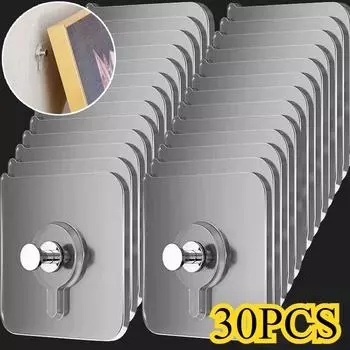 Прочные клейкие крючки, держатель для фоторамки, плакат, фоточасы, крючки без сверления, водостойкая вешалка для кухни, ванной комнаты, винтовые крючки 1PC