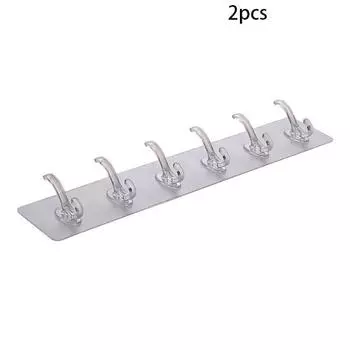 Прочные клейкие крючки с рядом бесследного клея, для стены, двери, кухни, ванной комнаты, без перфорации, клейкие крючки, несущая способность 6 шт. Pack of 2 белый