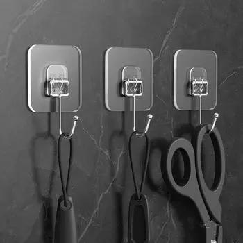 Прочные клейкие настенные крючки, прозрачные дверные настенные вешалки для кухни, ванной комнаты, органайзер, крючок для хранения полотенец, одежда, ключница