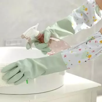Прочные кухонные перчатки для мытья посуды Водонепроницаемые перчатки для домашних дел Перчатки с длинными манжетами Перчатки на шнурках Бытовые чистящие средства