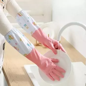 Прочные кухонные перчатки для мытья посуды Водонепроницаемые перчатки для домашних дел Перчатки с длинными манжетами Перчатки на шнурках Бытовые чистящие средства