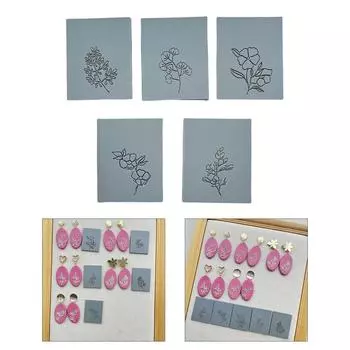 Прочные листы из силиконовой глины с текстурой в виде цветов месяца рождения для модных сережек, изготовления ювелирных изделий для повседневного использования