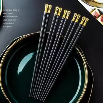 Прочные многоразовые, легко чистящиеся, устойчивые к ожогам, твердые палочки для еды в горячем горшке, обеденная посуда для дома, китайские палочки для еды чёрный