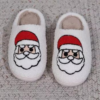 «Прочные нескользящие хлопковые тапочки Санта-Клауса с густым мехом Баотоу» 42/43 белый