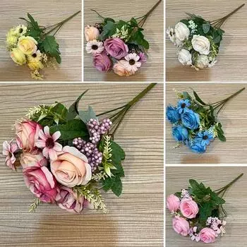 Прочные поддельные цветы розы, тонкая текстура, многоразовое украшение розовый