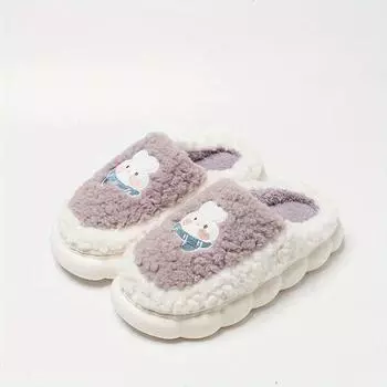 Прочные пушистые домашние тапочки с мягкой подошвой и милым кроликом, легкие женские домашние тапочки 2024 40/41 зелёный