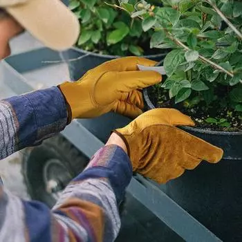 Прочные садовые перчатки, мягкие рабочие перчатки из искусственной кожи, износостойкие, устойчивые к ударам, рабочие перчатки для улицы L жёлтый