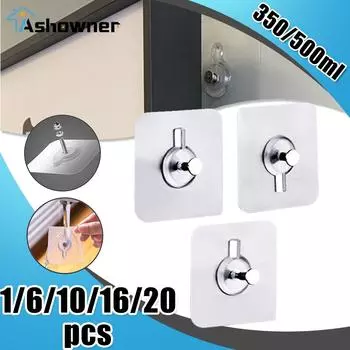 Прочные самоклеящиеся настенные крючки, прозрачные крючки для шкафа, полки, постеры, гвозди, настенные вешалки, держатели для шурупов для кухни и ванной комнаты 1 Pcs