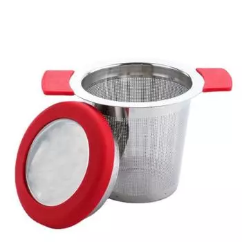 Прочные ситечки для чая из твердой нержавеющей стали с мелкой сеткой, дизайн для заварки чая для дома красный