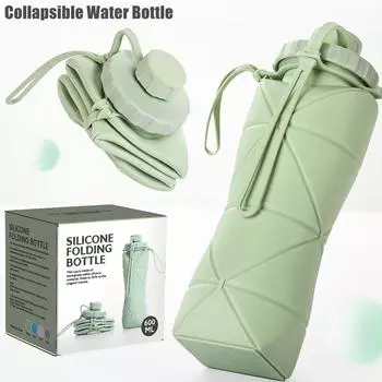 Прочные складные бутылки с водой, герметичный клапан, складная дорожная бутылка с водой для спортзала, кемпинга, пешего туризма, путешествий, спорта 21.5*6cm серый