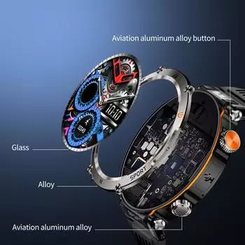 Прочные умные часы для мужчин, QTLLBT с 1,7-дюймовым HD-дисплеем и аккумулятором 600 мАч - IP68, беспроводные звонки чёрный