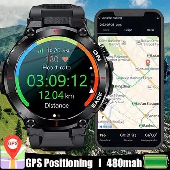 Прочные военные GPS смарт-часы Amoled дисплей экран пульсометр водонепроницаемые смарт-часы применимы для Xiaomi Huawei