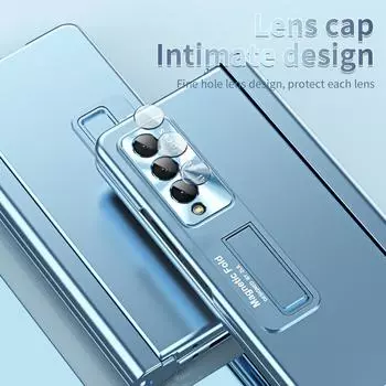 Прочные защитные чехлы из закаленного стекла для Samsung Galaxy Z Fold 4 5g Fold3 Fold4 Fold 3 с полным покрытием, чехол-подставка for Samsung Z Fold 3 серебряный