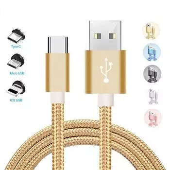 Прочный 10-футовый сверхдлинный USB-кабель для зарядки в нейлоновой оплетке для iPhone, кабель для зарядного устройства Micro USB Type-C 0.25m for Android чёрный