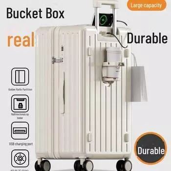 Прочный 24-дюймовый чемодан на колесиках с подстаканником и прочным замком для мужчин и женщин 609 expansion model, 20 inches